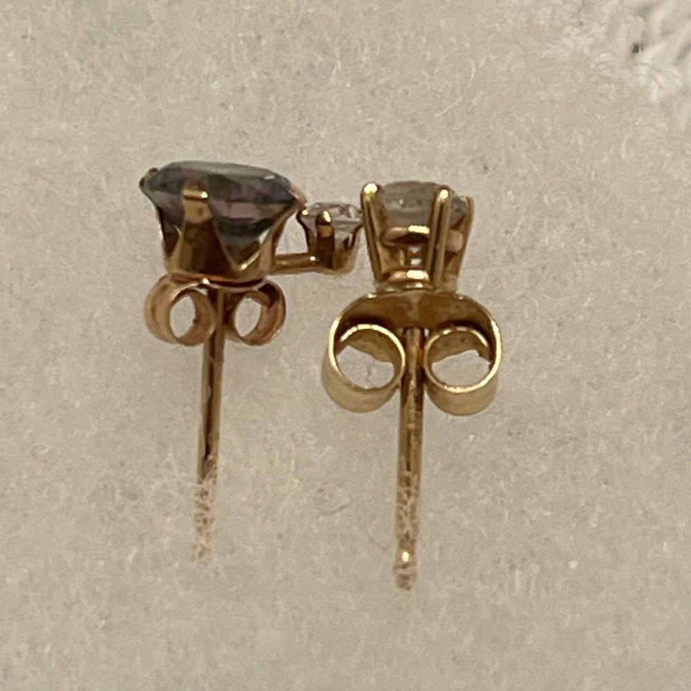 Diamond Solitaire Studs Earring And Sapphire With… - image 2